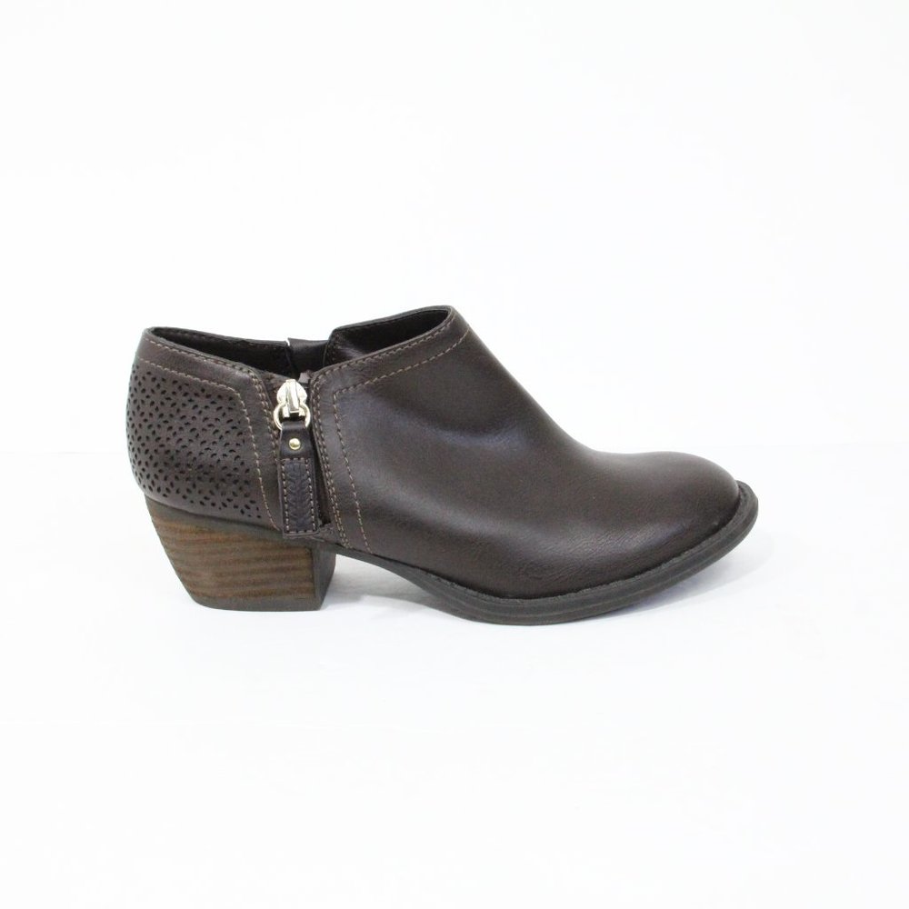 Dr. Scholl's Brown Booties sz 6 Women Faux Leather Boots Block Heel